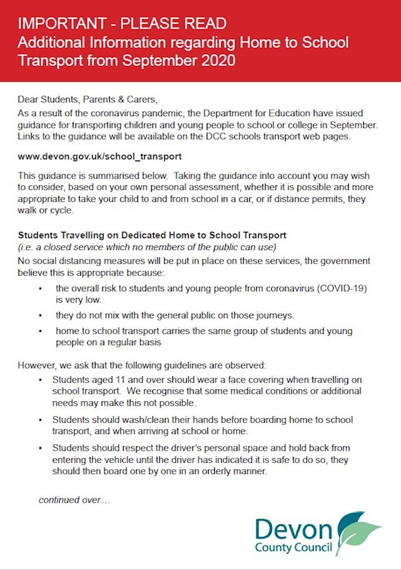 Devon County Council - Home to School Transport Guidance from September 2020 - Page 1