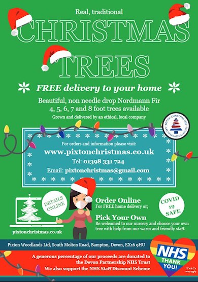 Pixton Woodlands Advertisement for Christmas Trees Delivered to your door in 2020 - September Calendar