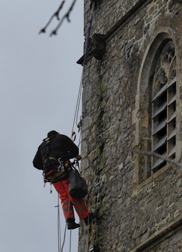 Builder working on the Church Tower