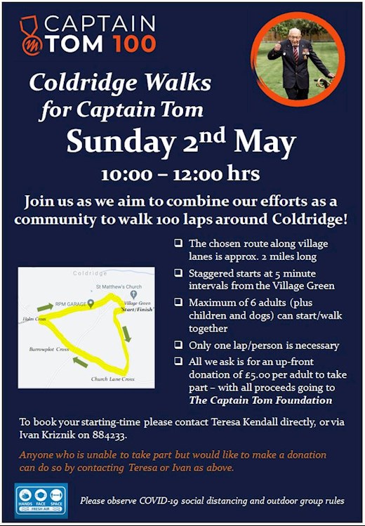 Coldridge Walks for Captain Tom, Sunday 2nd May 2021