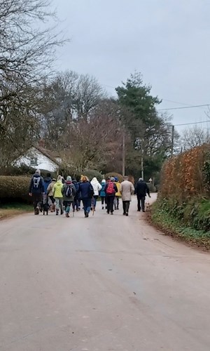 The group set off along the road towards Vials Corner