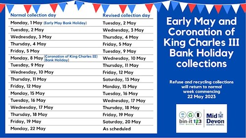Early May and Coronation Bank Holiday Collection Schedule
