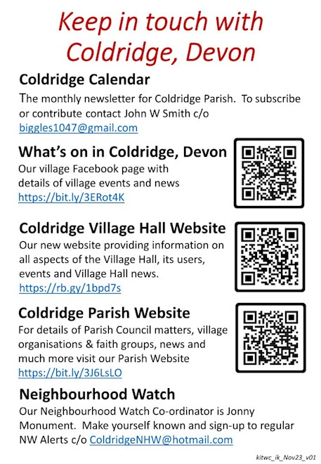 Keep in Touch With Coldridge Devon