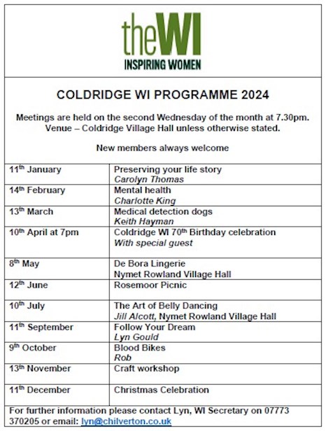 Coldridge WI Programme 2024