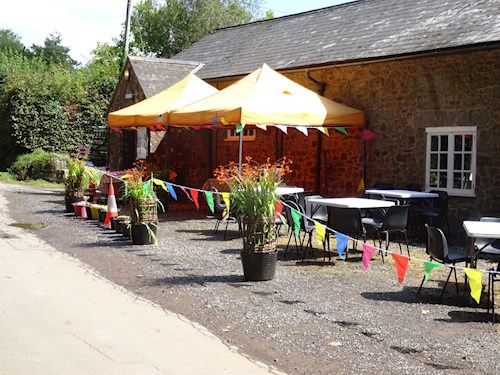 Outside the parish hall