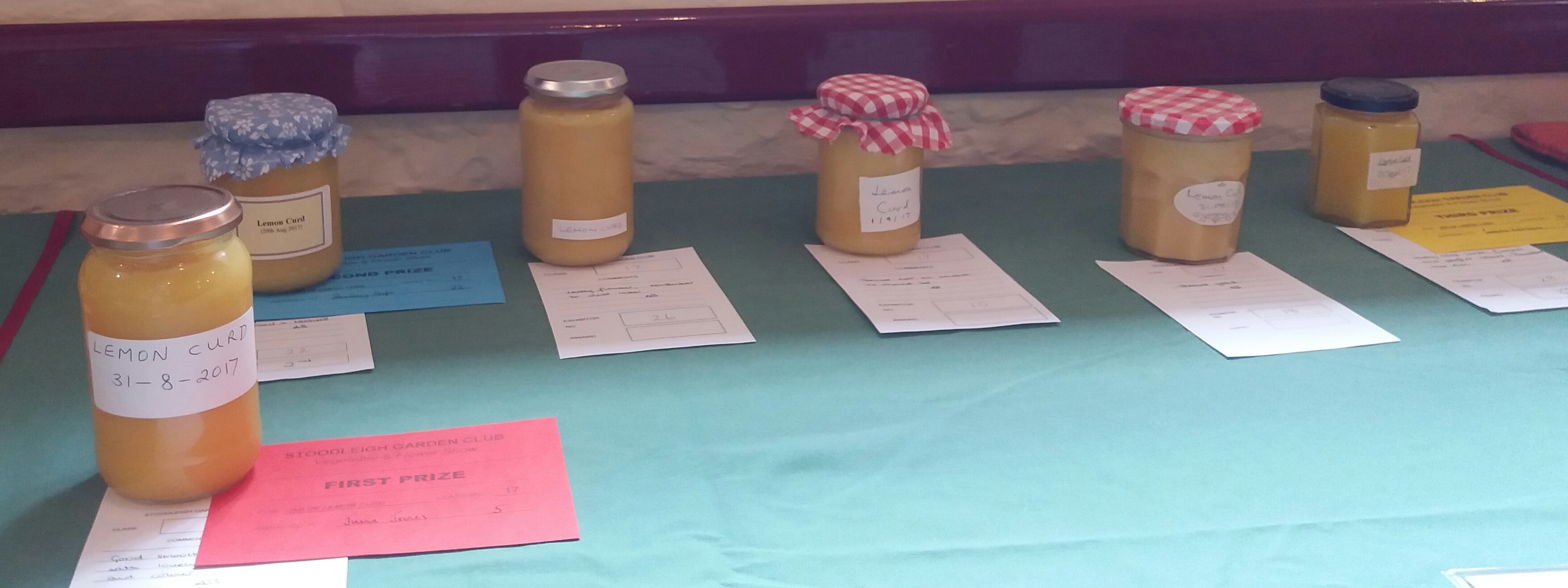 Just a few of the jars of a row of lemon curd entries
