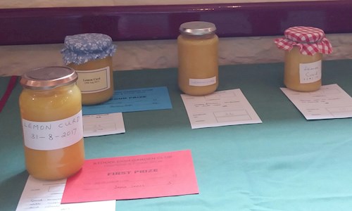 Just a few of the jars of a row of lemon curd entries